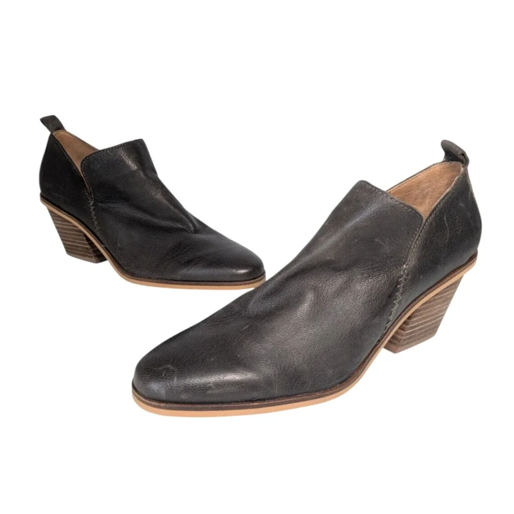 Lucky Brand Victorey Brown Leather Ankle Boots Booties Size 9.5 Pointed Toe
